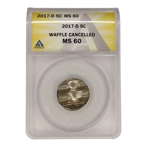 2017 D Jefferson Nickel Error Coin Waffle Cancelled ANACS MS 60 1B2 - Picture 1 of 2