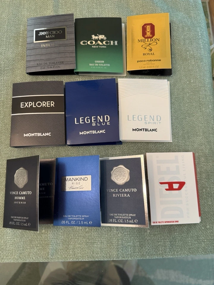 10 muestras de lujo de diseñador para hombres Colonia Paco Rabanne Jimmy Choo MontBlanc Coach Foto 1 de 1