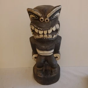Vintage 1950er handgeschnitzte Tiki Statue Distressed selten und einzigartig 12" polynesisch - Bild 1 von 8