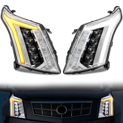 LED DRL Sequential Headlights For 2010-2016 Cadillac SRX Projector Chrome LH+RH Foto 1 de 4