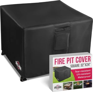 Heavy Duty Fire Pit Cover, Fits 24H X 32W Inch Gas Fire Pit - Premium 600D Polye - Picture 1 of 7