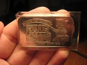 Seltener 1977 L.A. County Fair 1 Feinunze .999 Silberbarren Schweinchen - Bild 1 von 2