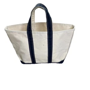 Vintage 80's LL Bean Blue White Canvas Boat and Tote Bag Crinkle Tag - Picture 1 of 13