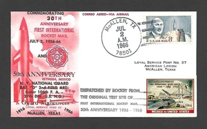 U.S. 1966 ROCKET MAIL FLIGHT COVER, McALLEN, TEXAS, ELLINGTON-ZWISLER CAT # 68C3 - Picture 1 of 2