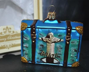 NEW IMPULS Glass Christmas Ornament CITY SCENES SUITCASE BRAZIL IPANEMA Poland - Picture 1 of 2