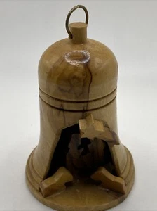 Carved wood bell with nativity scene Christmas decor - Picture 1 of 6