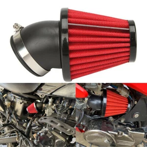 1Motorcycle 42MM Red Air Intake Filter Pod 45 Degree Bend For Scooter ATV New - Imagen 1 de 11