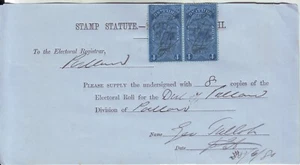 1881 - 144 YEAR OLD ELECTORAL DIVISION in PORTLAND STAMP STATUTE 2 x 1 SHILLINGS - Picture 1 of 1