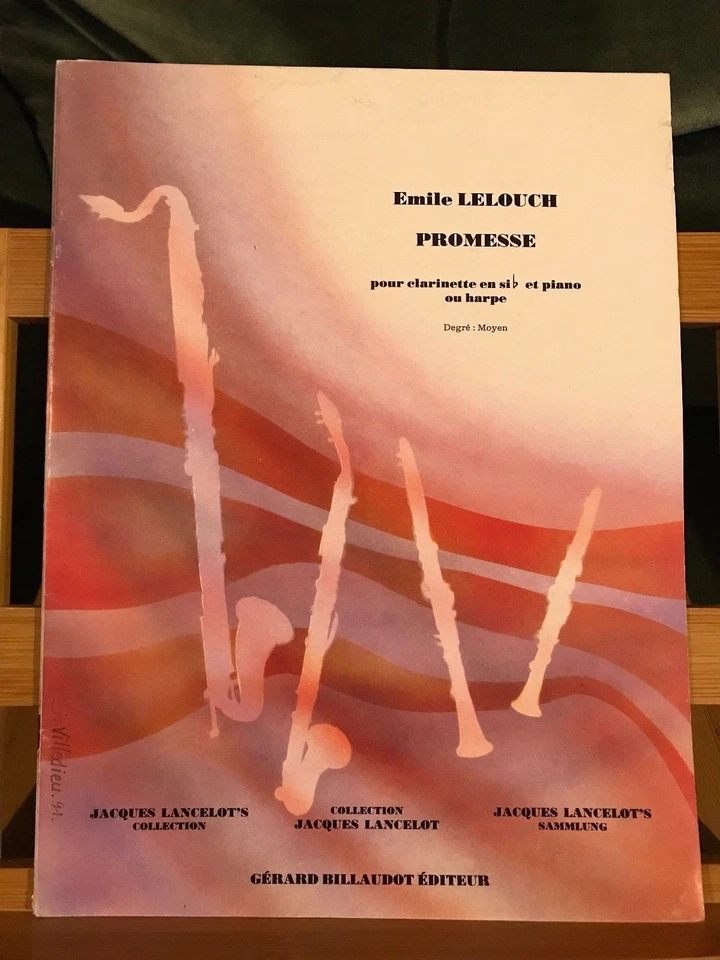Emile Lelouch Promesse pour clarinette et piano ou harpe partition éd. Billaudot - Photo 1/1