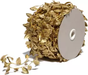 Gold Leaves Leaf Ribbon Trim Rope - 20 Yards - for Garland DIY Crafts and Party - Picture 1 of 7
