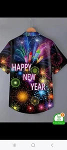 Unique Mens Happy New Year Shirt. 44-46 Vibrant Colourful Print. Fabulous On. - Picture 1 of 3