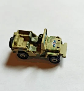 Small Micro Machine US Army Jeep Green Camo Camouflage Red & Blue Star on hood - Picture 1 of 6
