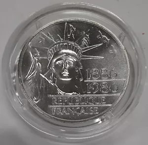 1986 100 Franken Republik Frankreich Silber Piedfort Freiheitsstatue Münze - Bild 1 von 3