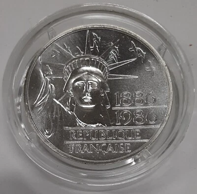 Moneda Estatua de la Libertad Piedfort de Plata República de Francia 1986 100 Francos Foto 1 de 3