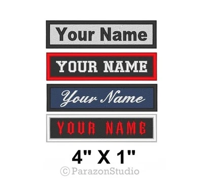 Custom Embroidered Name Tag Sew on Patch Motorcycle Biker Patches 4" x 1" (B) - Image 1 of 4