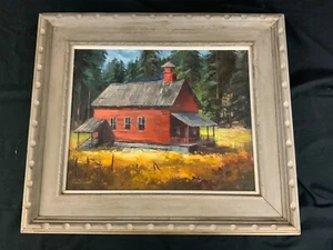 Antigua pintura al óleo de una granja roja de Leonore Constable (ET 26) - Imagen 1 de 3