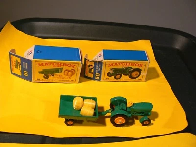 Matchbox LESNEY John Deere Tractor Trailer No 50 & 51 & ORIGINAL Boxes Barrels - Image 1 of 4