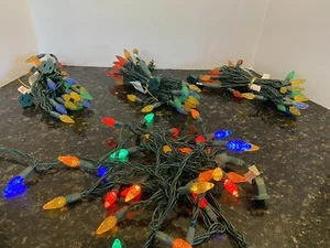 Lot of (4) Strings of Multicolor Faceted  C9 Christmas String Lights  12 ft each - Picture 1 of 6