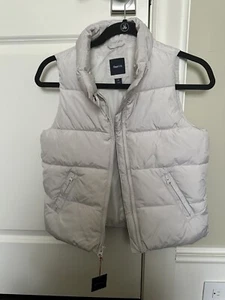 New GAP Kids Girls L 10 Puffer Vest Jacket Coat Grey Gray Zip - Picture 1 of 3