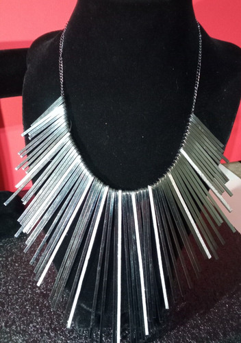 VETEMENTS Collana dichiarazione glitter argento metallo pistola glassa firmata goccia 7" pesante