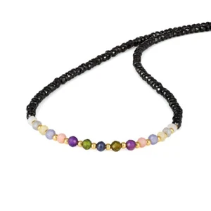 A++ Natural Multi Color & Black Spinel Faceted Round Gemstone Beads Necklace 18" - Picture 1 of 10