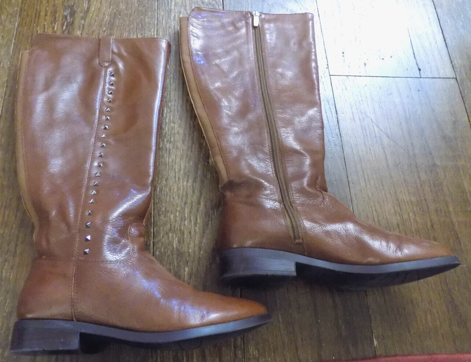 Botas Marc Fisher 8 W Cremallera Completa Cuero Marrón Óxido Elastizadas Espalda Hasta la Rodilla Montar Foto 1 de 4