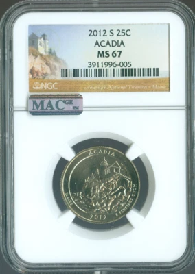 2012 S ACADIA PARKS QUARTER NGC MS67 . - Image 1 of 2