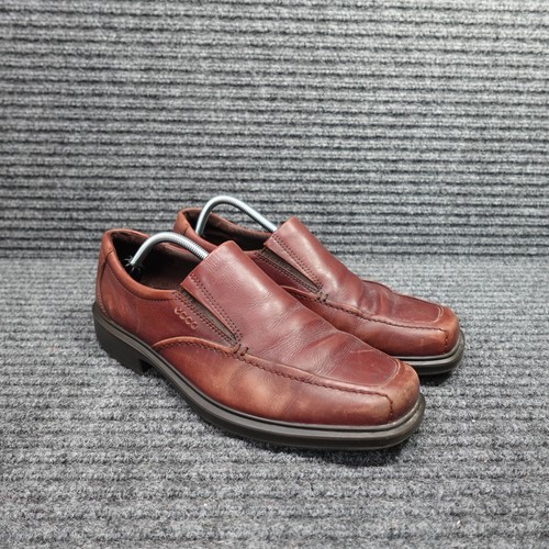 Mocassino casual scarpe Ecco da uomo 12 marroni in pelle punta quadrata casual