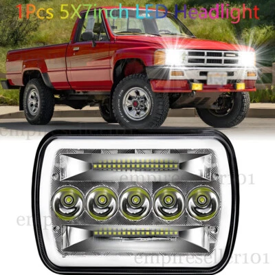 Fit Toyota Pickup 1982-1997 7x6" Square LED Headlight Hi/Lo Beam DRL Turn Signal - Image 1 of 4
