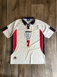 Re-Edition Umbro England 1997/1999 #7 Beckham Home Football Shirt Jersey Soccer - Picture 1 of 17