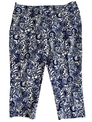 Isaac Mizrahi Live! Blue and White Paisley Pull On Pants Size 24WP - Image 1 of 3
