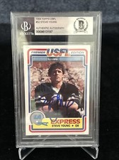 1984 Topps USFL Steve Young Autographed Signed Rookie Card BAS Certified Slab