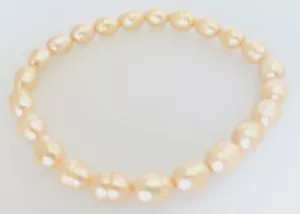 Bracciale Elastico Honora Coltivato Colore Champagne Perle 6,5 MM - Foto 1 di 1