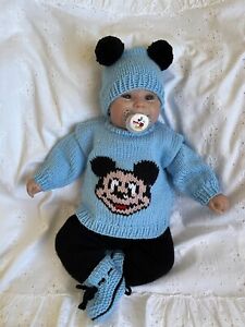♥4.tlg Pulli Set (Mickey Maus) Ausfahrgarnitur Reborn Baby Puppen 50 - 56 NEU♥