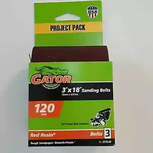 Cinturones de lijado Gator 3" x 18" Project Pack 120 resina roja fina paquete de 3 cinturones Gator - Imagen 1 de 3