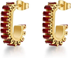 Fashion Women's and girls' 18K Gold Sterling Silver Post Cubic Zirconia Earrings - Picture 1 of 54