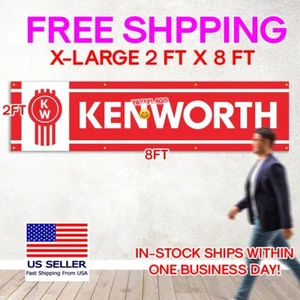 Kenworth Flag  TRUCK 2x8 FT Man Cave Garage RUMPUS SEMI Trailer  RIG BANNER - Picture 1 of 12