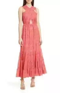 Maxi abito nuovo con etichette Ulla Johnson Karima ritaglio metallizzato 10 $675 - Foto 1 di 6