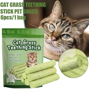 6X Cat Grass Teething-Stick Pet Snack Hairball Removal Cleanuk Cat Teeth USS - Picture 1 of 10