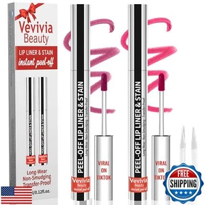 2pcs Lip Stain Peel Off-Lip liner Stain Long Lasting Waterproof,2-in-1 Lip Li - Picture 1 of 5