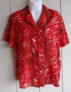 Womens M Blouses.com Fitted Button Front Red Polyester SS Shirt NWT $32 Bust 40" - Imagen 1 de 10
