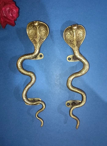 11.5'' Inches Cobra Snake Pull Set Brass Viper Snake Reptile Door Handle AJ031 Cover