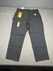 Carhartt Mens Pants 40 Black Double Knee Work Wear Construction Hunting Outdoor - Picture 1 of 21