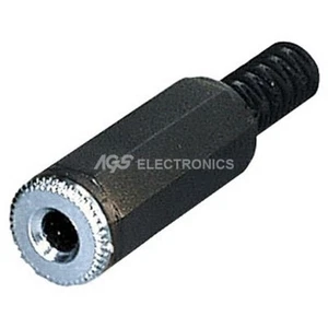 2 x Presa Stereo  3.5mm in plastica con guaina cavo colore Nero JC-122 (2 pezzi) - Picture 1 of 1