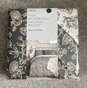 NEW Next Charcoal/White Floral Reversible Duvet Cover/ Pillowcase Set KING SIZE - Picture 1 of 3