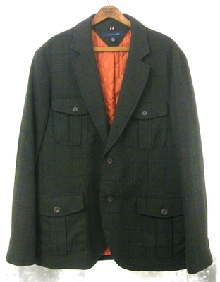 Tommy Hilfiger Jacket Safari Wool Coat Green Plaid Men Large 2013 EUC - Image 1 of 4