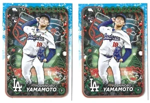 2024 Topps Yoshinobu Yamamoto Holday Lights & Base RC'S H88 Los Angeles Dodgers - Bild 1 von 2