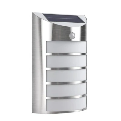 EXTRASTAR Solar Powered Wall Light PIR Motion Sensor IP44 Stainless Steel Security Light