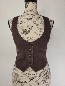 Gilet Charlotte Russe Cropped Taglia Small Top Racer Back Marrone Festival Western - Foto 1 di 7