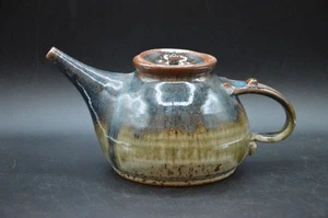 Tetera y tapa de cerámica artística vintage esmaltada 1982? Firmado - Imagen 1 de 3